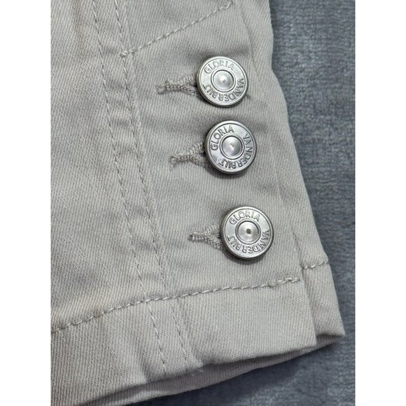 Gloria Vanderbilt Womens Beige Capri Pants Size 16 With Woven Belt & Button Acce - Picture 6 of 15